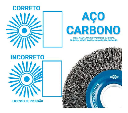 Escova de aço circular ondulado 10" - Aço carbono